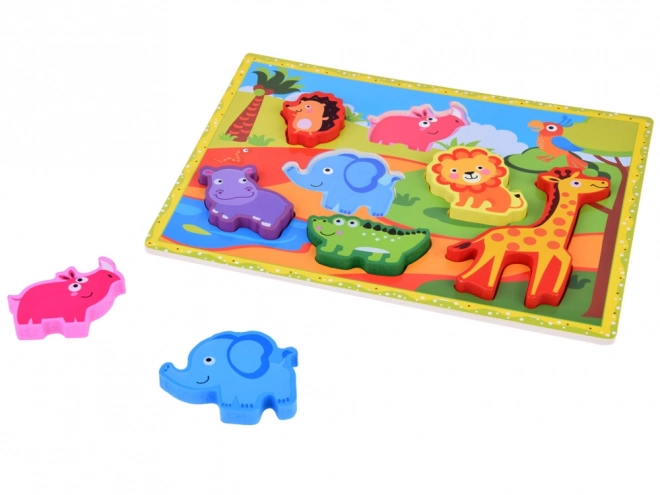 Puzzle en bois safari animaux 7 pièces formes assorties ZA5256