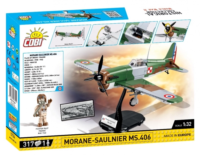 COBI Morane‑Saulnier MS.406 – maquette d’avion historique à l’échelle 1:32 (317 pièces)