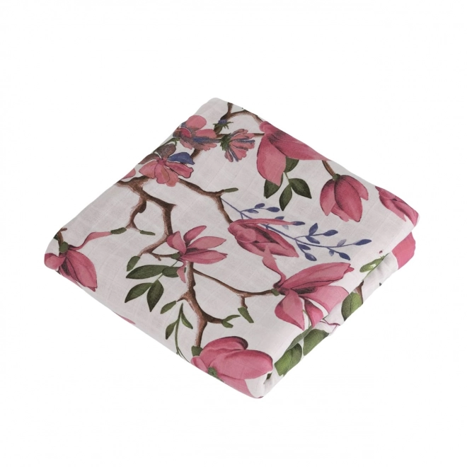 Couverture mousseline de bambou Magnolia Lovebirds 106x106 cm