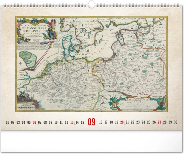 Calendrier mural Cartes anciennes 2026