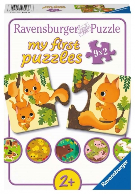 RAVENSBURGER Mon premier puzzle – animaux et leurs petits, 9×2 pièces