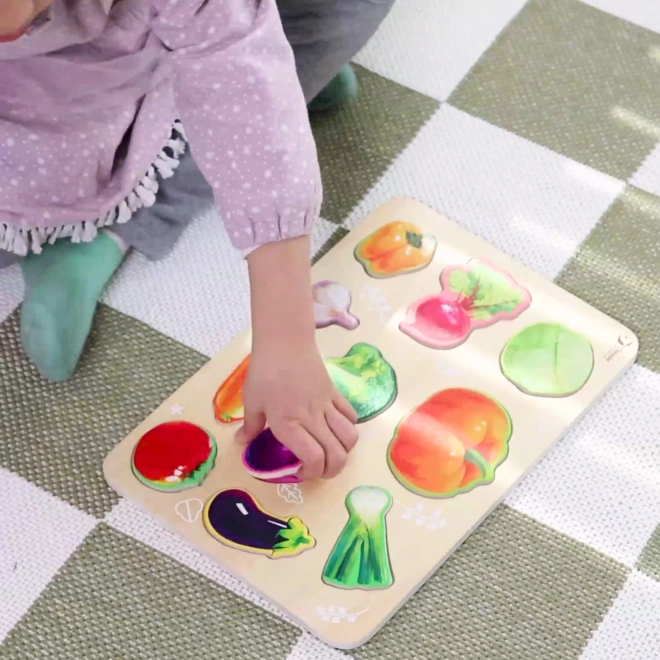 Puzzle en bois Montessori avec légumes