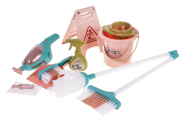 Chariot de nettoyage avec aspirateur à main et accessoires
