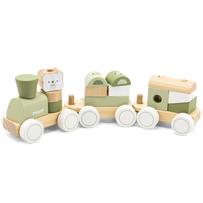 Train en bois Polar B avec wagons et blocs