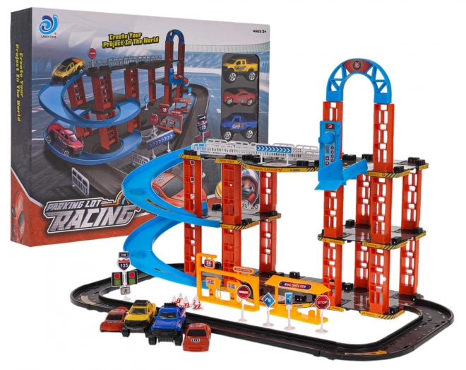 Piste de stationnement + voitures