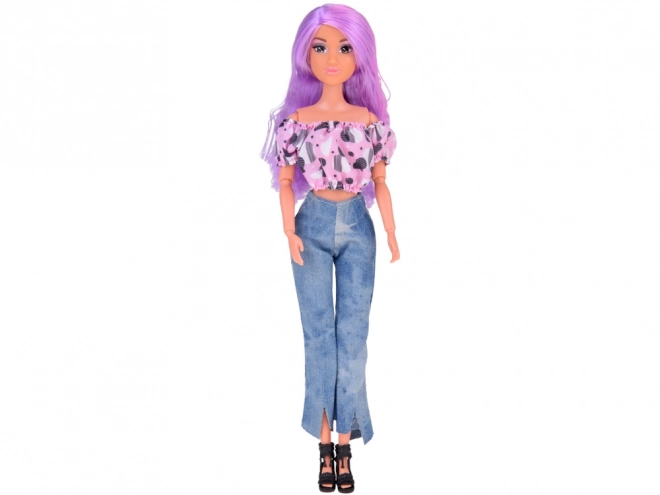 Anlily poupée avec de longs cheveux pastels en jeans