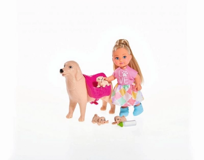 Poupée Evička avec chien et chiots