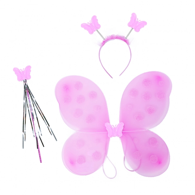 Costume de papillon avec ailes roses et accessoires