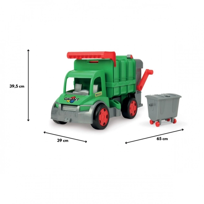 Camion poubelle fonctionnel Wader 65 cm vert avec conteneur en plastique