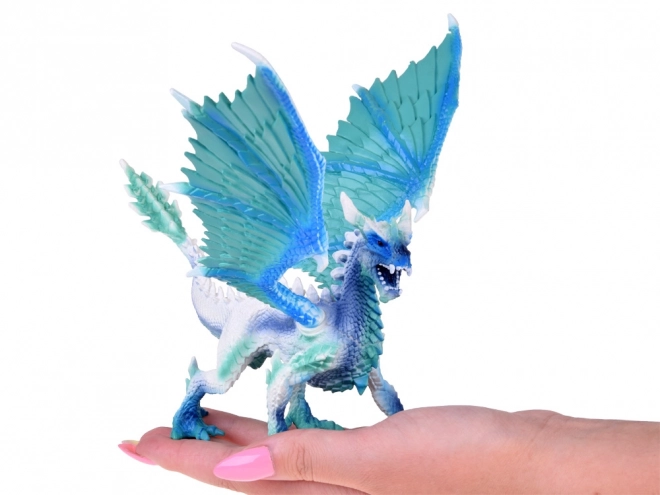 Dragon de glace bleu et blanc avec ailes mobiles
