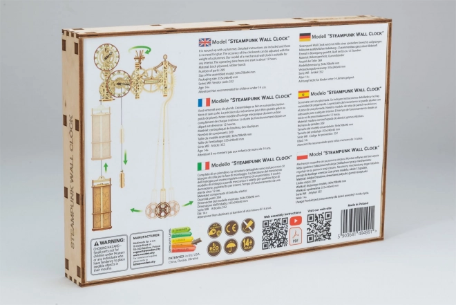 WOODEN CITY Puzzle 3D Horloge murale Steampunk 269 pièces