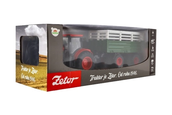 Tracteur ZETOR pour enfants à télécommande avec remorque, lumières et sons, 42 cm
