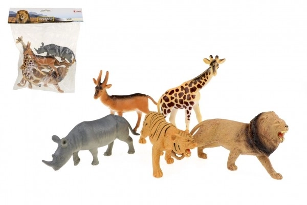 Animaux de safari en plastique 11-15cm 5pcs dans un sac