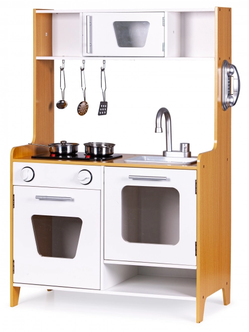 Cuisine en bois pour enfants avec brûleurs multimédias ECOTOYS