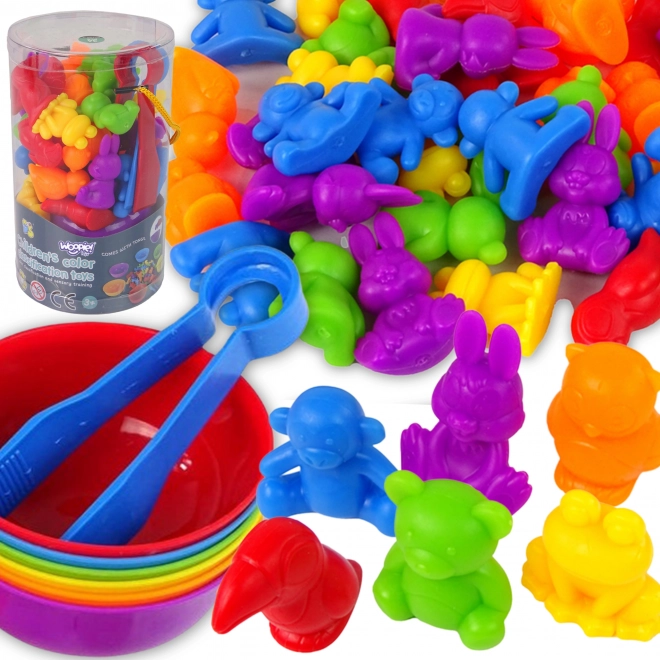 Jeu montessori en bois Apprends à compter – Animaux du zoo