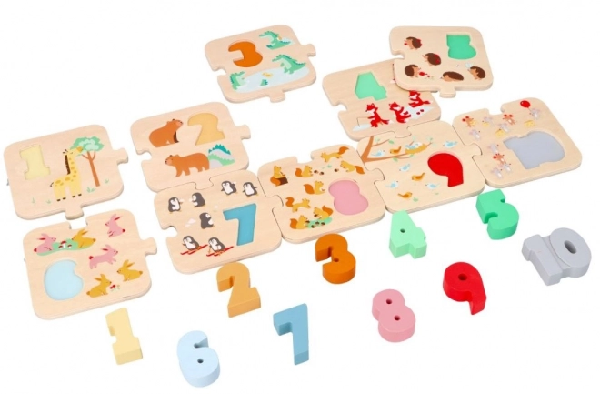 Puzzle en bois avec des animaux - apprendre à compter