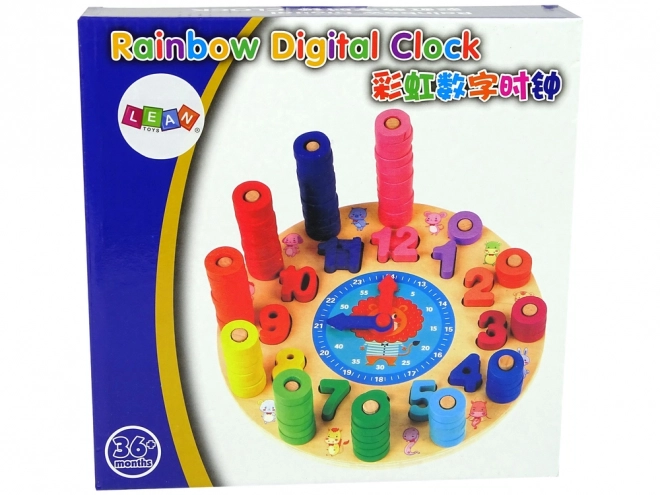 Horloge pédagogique en bois pour enfants Couleurs Formes Apprenez à compter
