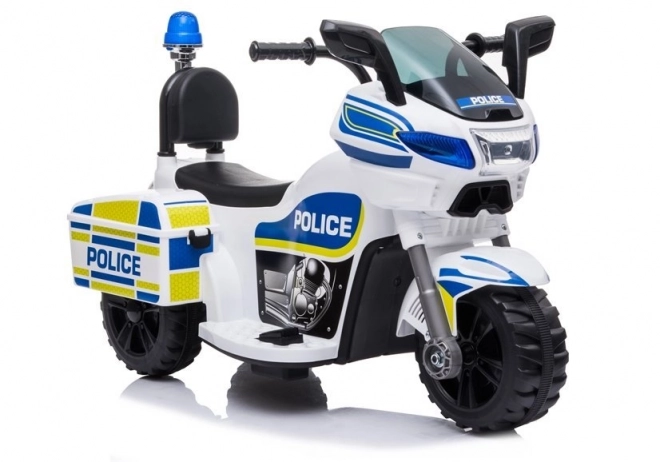 Moto de police électrique pour enfants sur batterie blanche