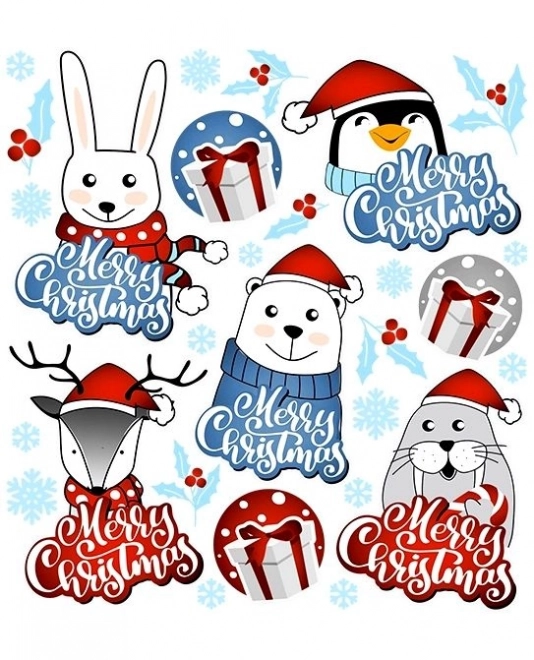 Transferts de Noël avec des animaux sur une petite feuille