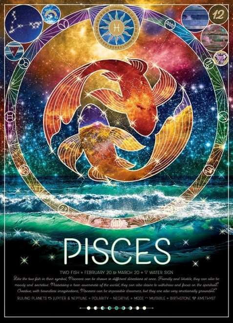 Puzzle COBBLE HILL Signes du zodiaque : Poissons 500 pièces