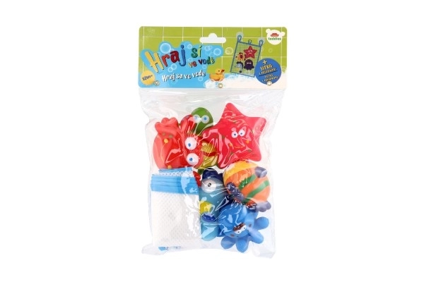 Animaux en caoutchouc pour le bain avec filet - 6 pièces