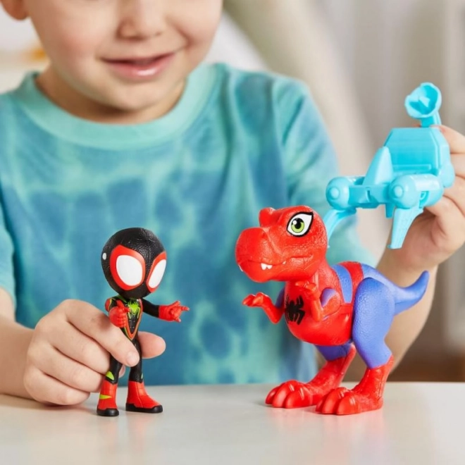 Spider-man spidey et ses amis incroyables figurine avec dinosaure et accessoires