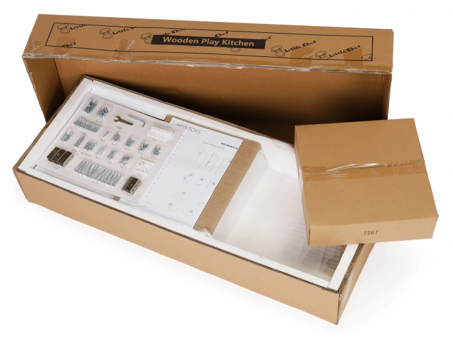 Grande cuisine en bois pour enfants, blanc et or, ECOTOYS