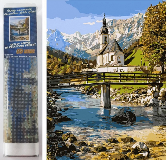 Norimpex Peinture diamantée Église à Ramsau 30x40cm