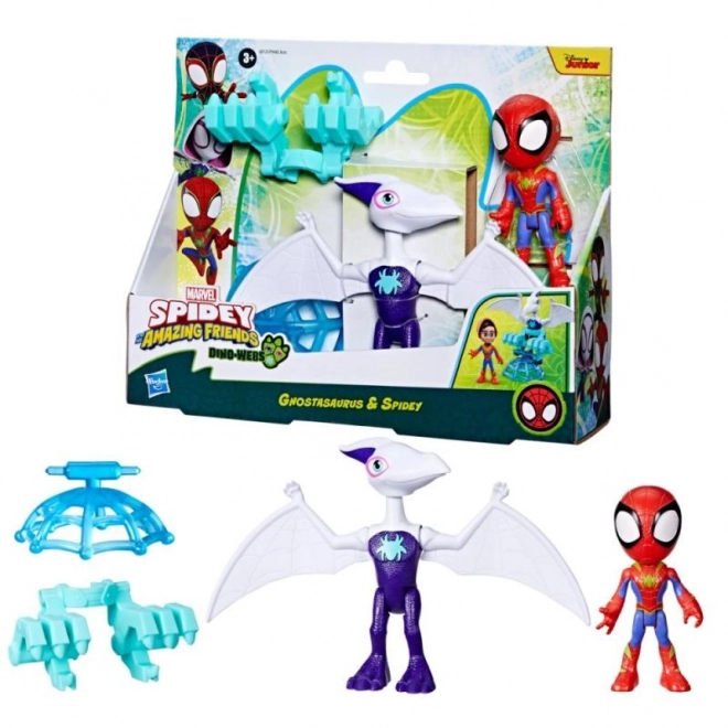 Spider-man spidey et ses amis incroyables figurine avec dinosaure et accessoires