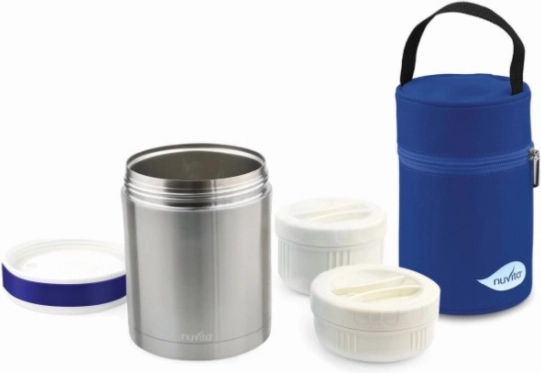 Thermos en acier inoxydable avec deux bols et étui