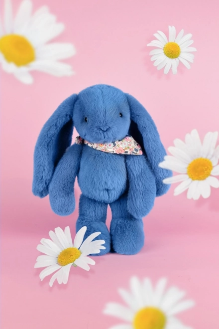 Lapin en peluche avec foulard bleu 35 cm