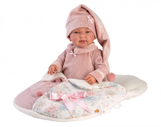 Llorens 84450 NOUVEAU-NÉ - poupée réaliste bébé avec sons et corps en tissu doux - 44 cm