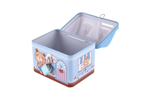 Tirelire maisonnette en métal avec serrure 12x11cm