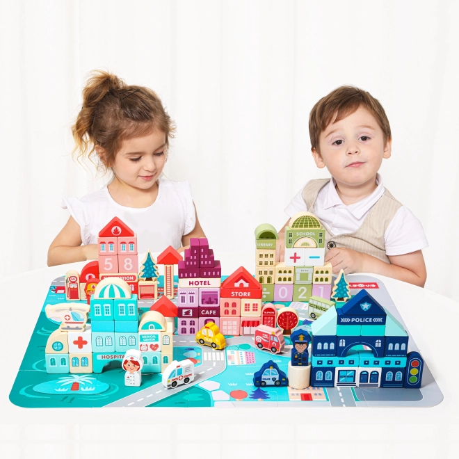 ECOTOYS Blocs de bois Ville