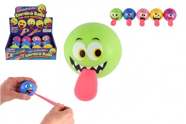 Balle sourire avec langue en caoutchouc 5cm à piles avec lumière 5 couleurs 12 pièces en boîte