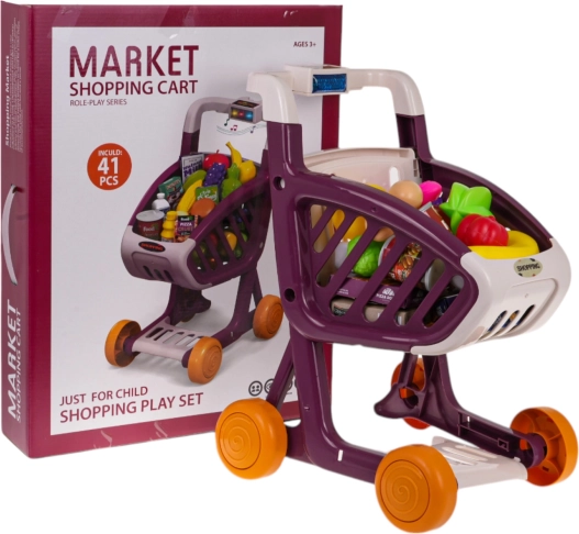 Chariot de courses interactif avec lumières et musique, 41 pièces – Rouge