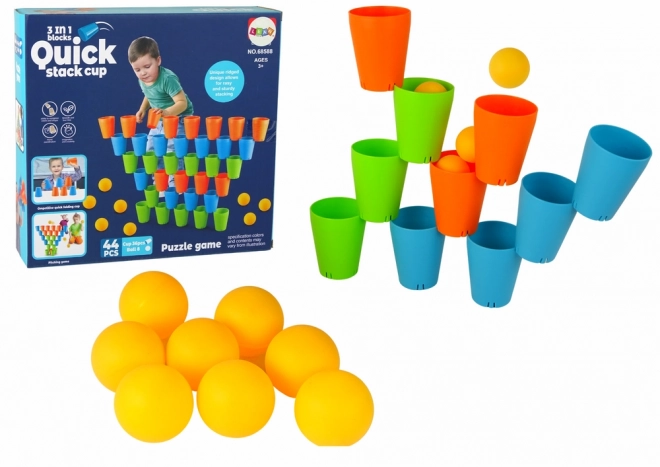 Gobelets empilables 3 en 1, 44 pcs