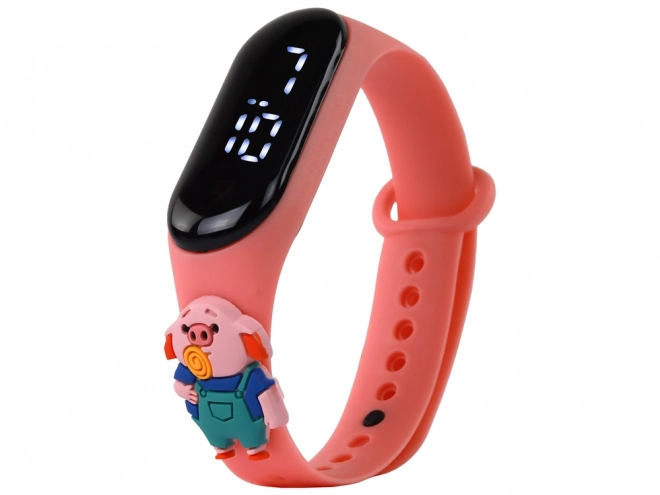 Montre tactile Cochon rose avec bracelet réglable