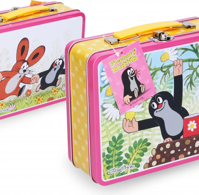 Valise en métal Krtek rose pour enfants