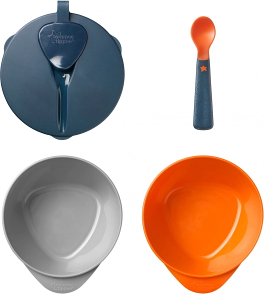 Bols pour un ramassage facile avec couvercle et cuillère Tommee Tippee Explora, lot de 2