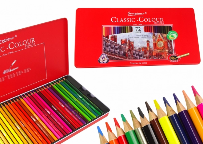 Ensemble de 72 crayons de couleur pour artistes en conteneur métallique