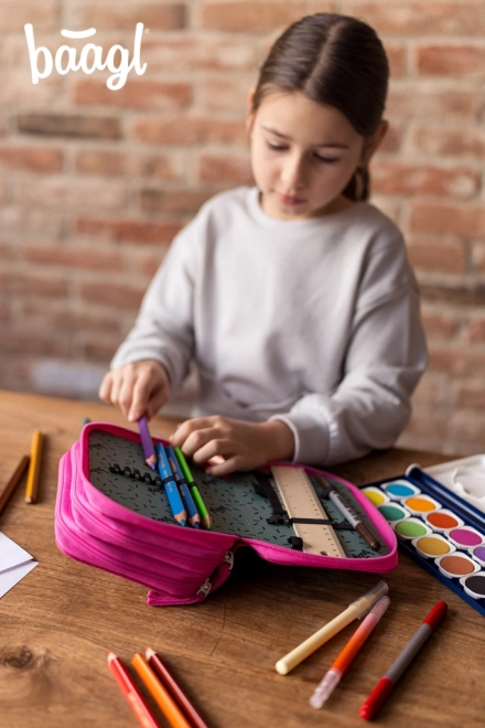 BAAGL Trousse scolaire trois étages Flamants roses