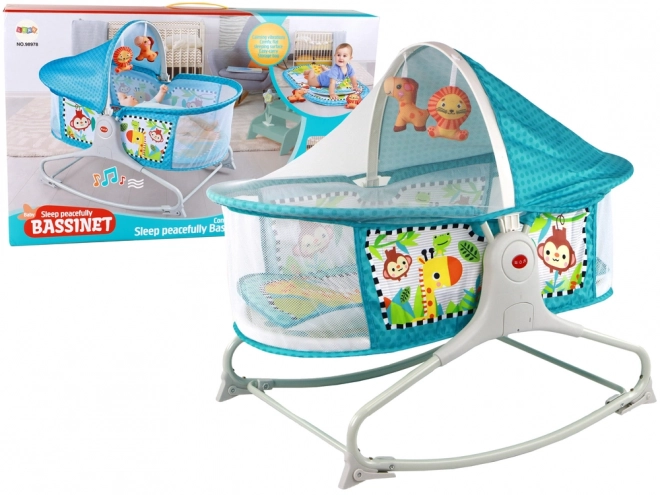 Lit bébé multifonctionnel 2 en 1 Baby Mat Sons Vibrations Bleu