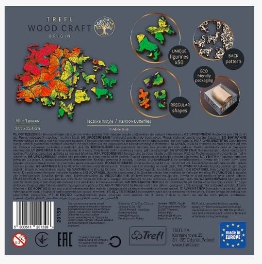 Puzzle en bois Trefl Wood Craft Papillons arc-en-ciel 501 pièces