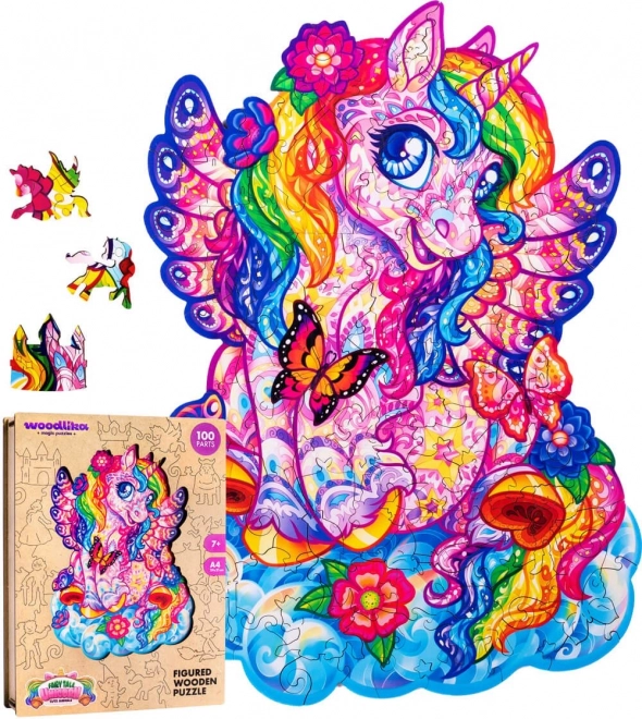 Puzzle coloré en bois - Licorne féerique