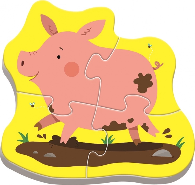 TREFL Puzzle bébé Animaux à la ferme 4 en 1 (3,4,5,6 pièces)