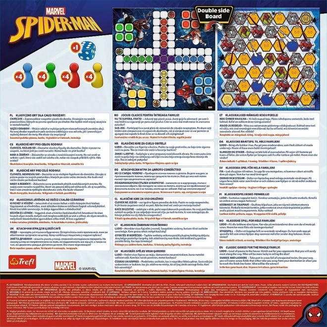Ensemble de jeux 2 en 1 Ne vous fâchez pas, Serpents et échelles Spider-Man dans une boîte 25x25x5,5cm