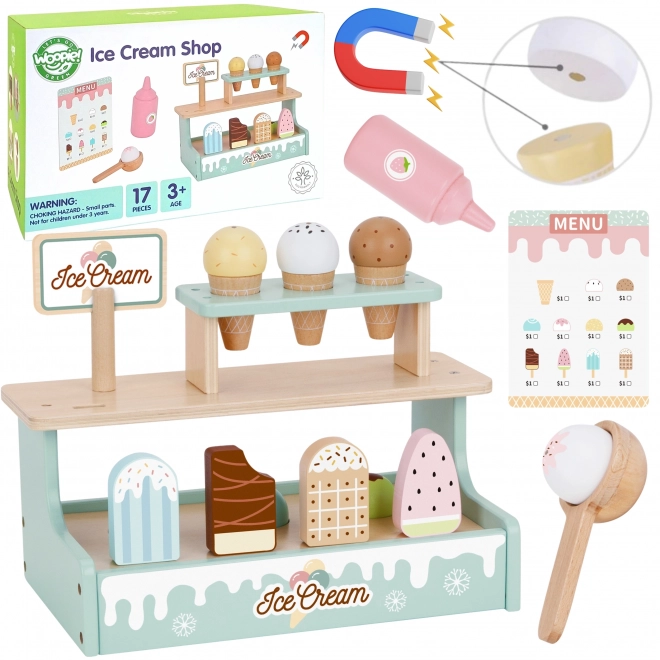 Étal en bois avec glaces WOOPIE