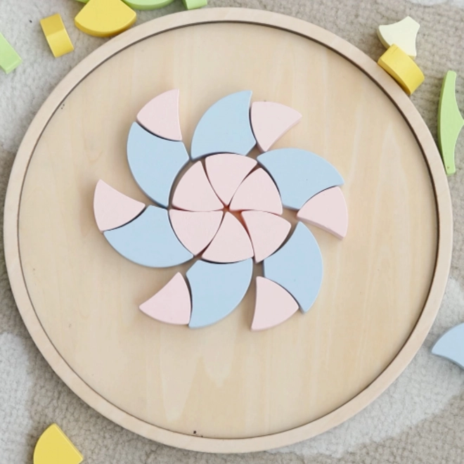 Mandala pastel Montessori mosaïque de fleurs