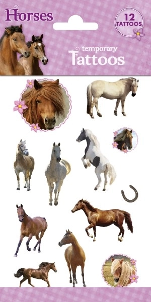 Tatouage coloré avec motif de chevaux - 12 pcs